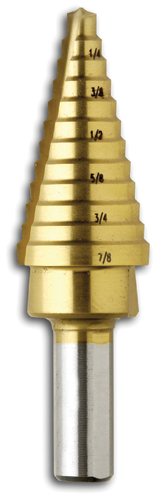Step Drill Bit, Titanium-Coated, 9/16 In To 1 In