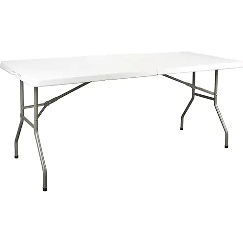 Table pliante en deux, rectangulaire, 72 po L x 30 po l, polyéthylène, blanc
