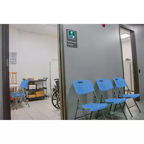 Folding Chair, Polyethylene, Blue, 350 lbs. Weight Capacity