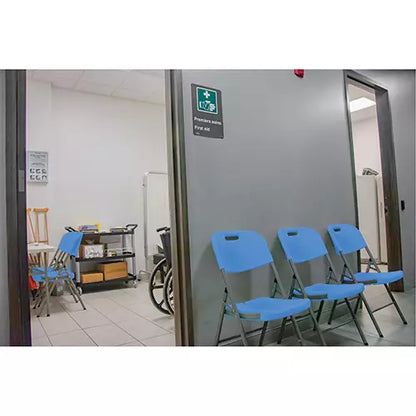 Folding Chair, Polyethylene, Blue, 350 lbs. Weight Capacity