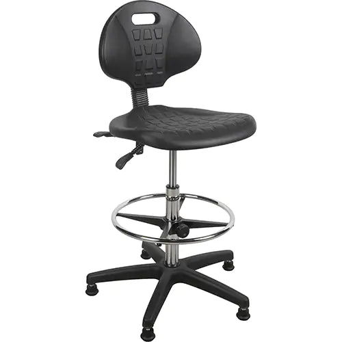 Tabouret ergonomique robuste, fixe, réglable, 39 po à 48 po, siège en polyuréthane, noir