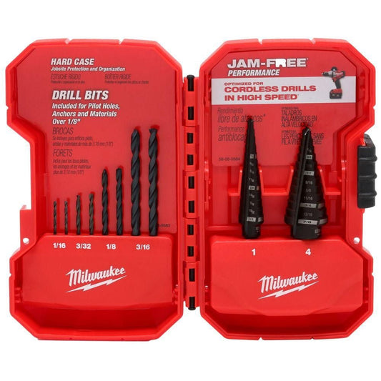 10pc Step & Black Oxide Drill Bit Kit
