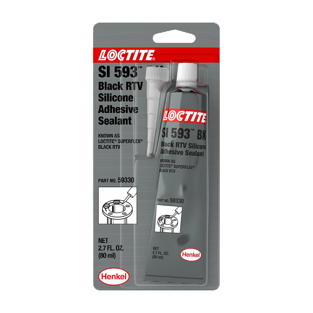LOCTITE® SI 593, mastic adhésif silicone monocomposant à usage général, tube de 80 ml