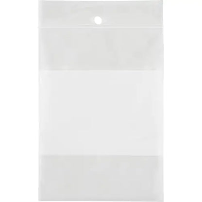 Sacs en poly avec espace blanc, Refermable, 4" x 3"x 2 mm, 100/pk