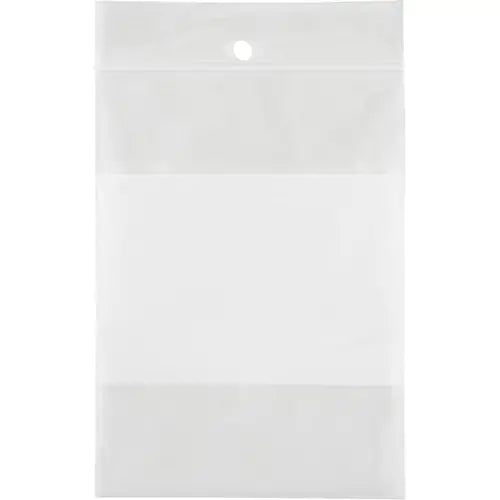 Sacs en poly avec espace blanc, Refermable, 4" x 3"x 2 mm, 100/pk