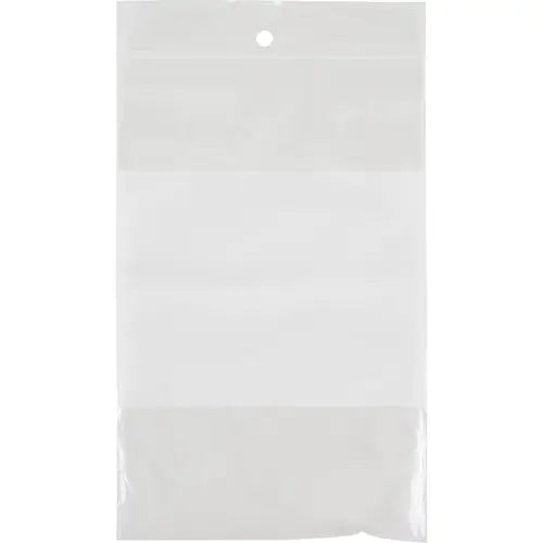 White Block Poly Bags, Reclosable, 6" x 4", 2 mils, 100/pk