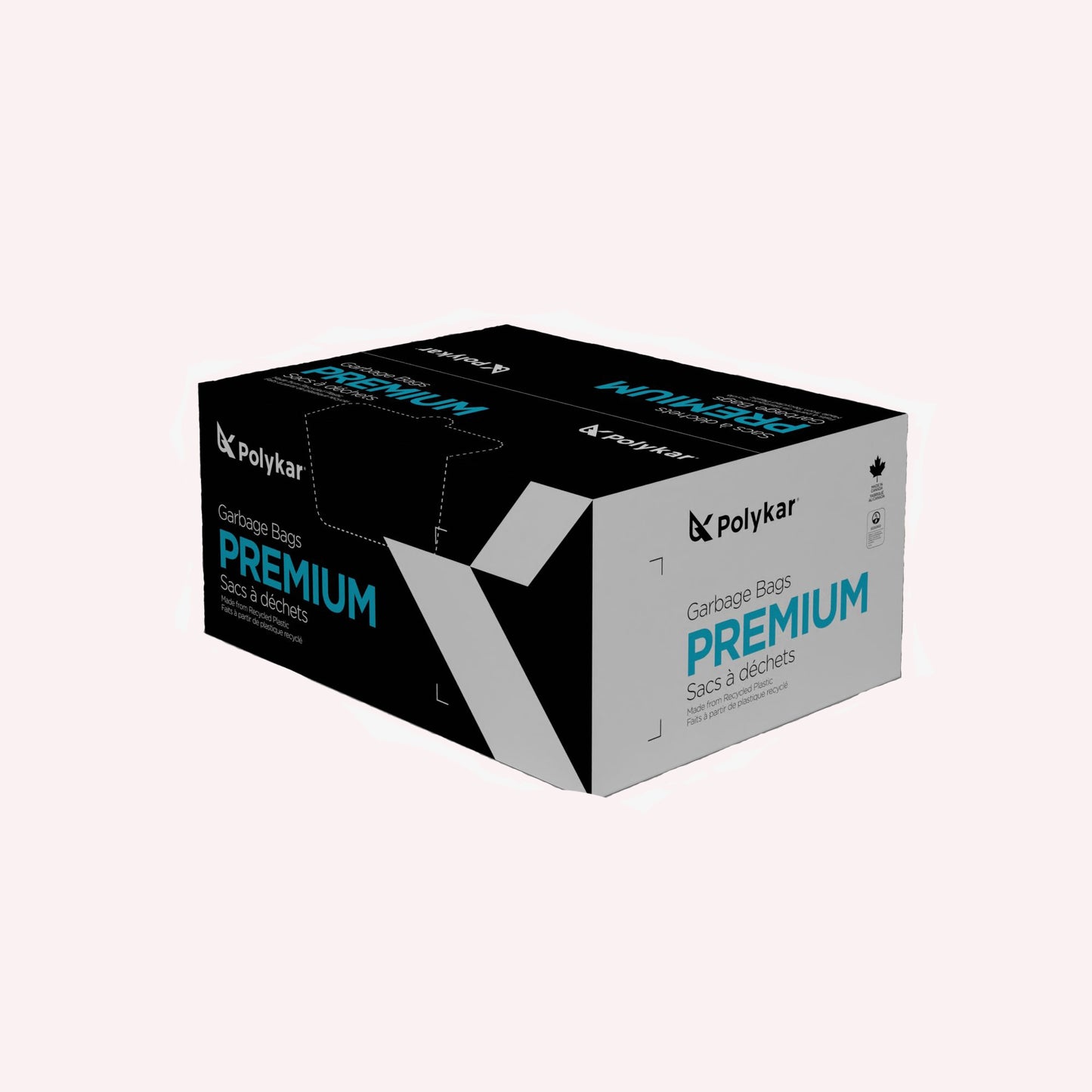 Polykar Garbage Bags X-Strong, Black, Plastic, 26" X 36", 150/Box