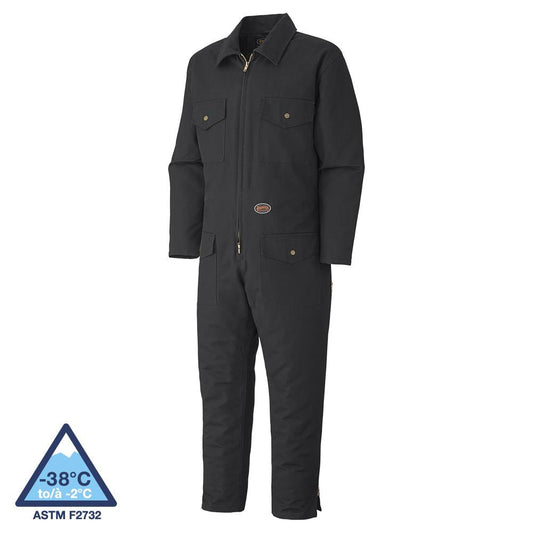 Coverall, Quilted Cotton Duck, Zipper, Black, SZ: XL