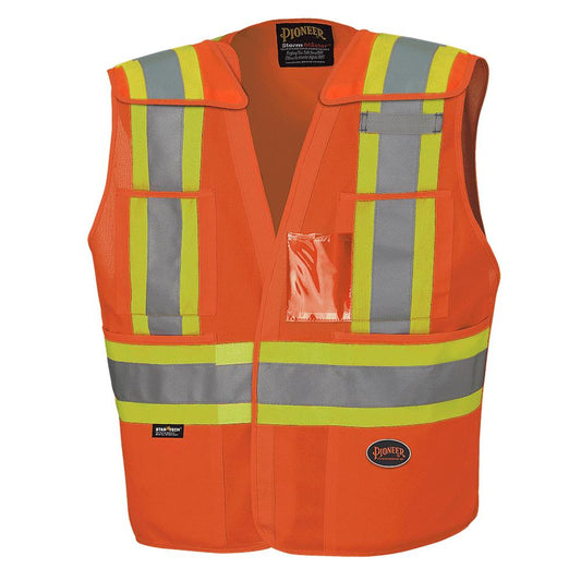 Gilet de sécurité détachable, épaules tombantes, tricot de poly interlock, Orange, GR: L/XL