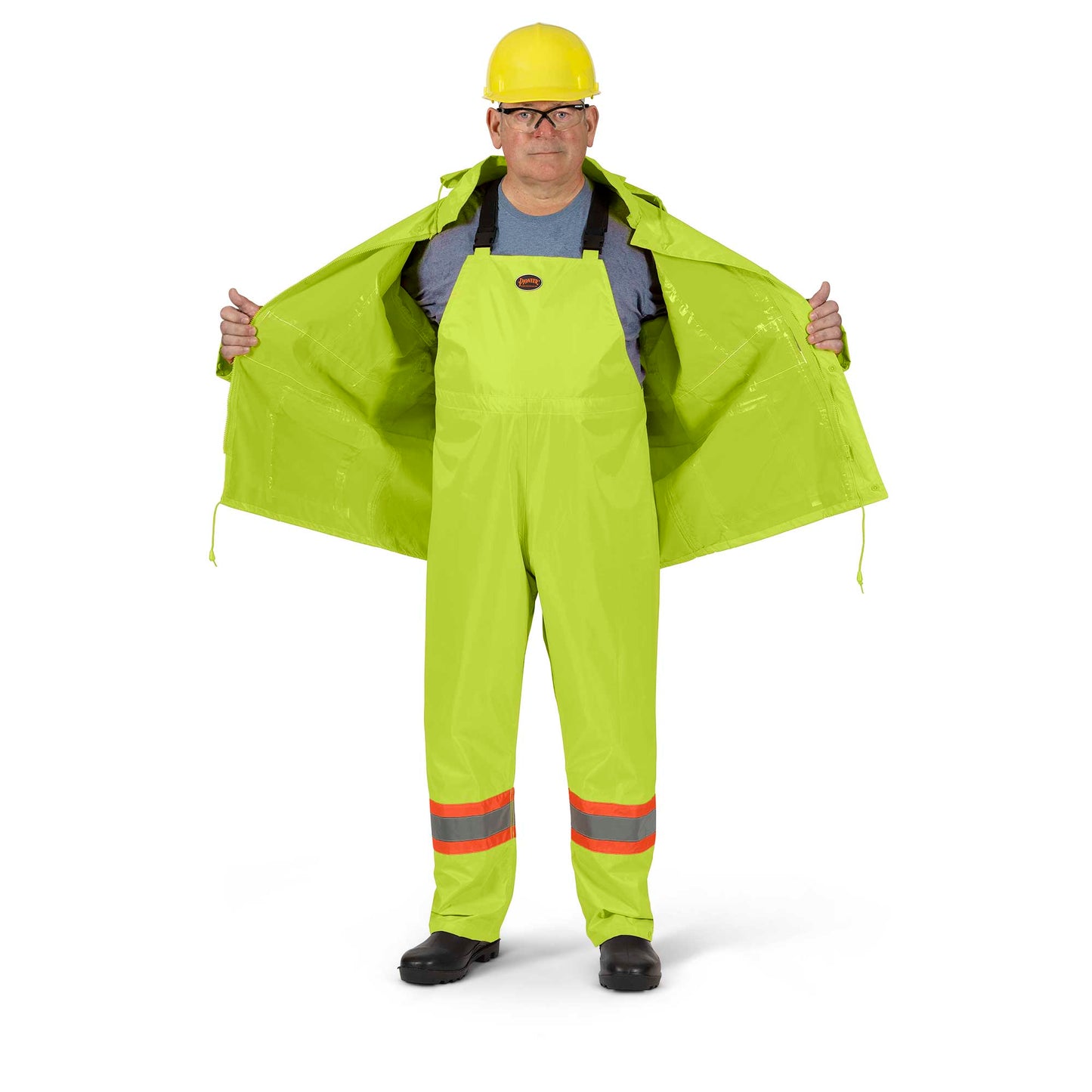 Hi-Viz Waterproof Suit, 210D Oxford Polyester/PVC, Yellow, SZ: 2XL