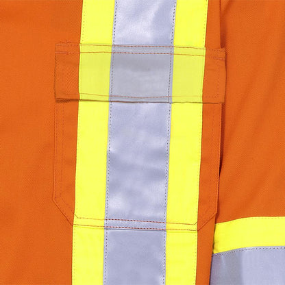 Ultra Cool Hi-Vis Cotton Long-Sleeved Safety Shirt, Cotton Twill, Orange, SZ: L