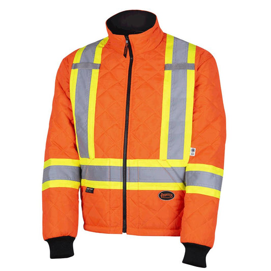 Hi-Vis Quilted Freezer Jacket, Orange, SZ: 2XL