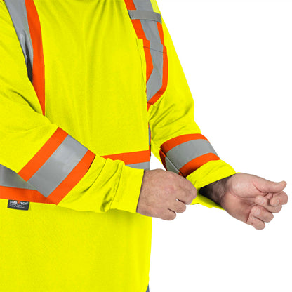 Chandail de sécurité à manches longues en polyester œil de perdrix, Jaune, GR: 3XL