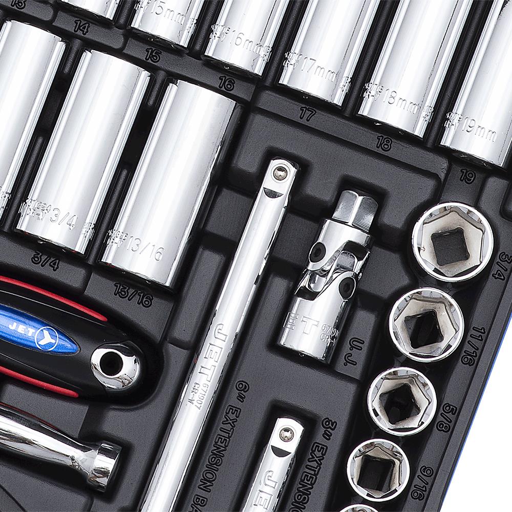 JET 45 pc 3/8" DR SAE/metric socket wrench set - 6 point