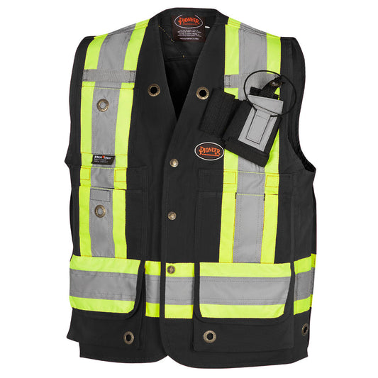 Gilets de sécurité en toile de coton, Noir, GR: 5XL