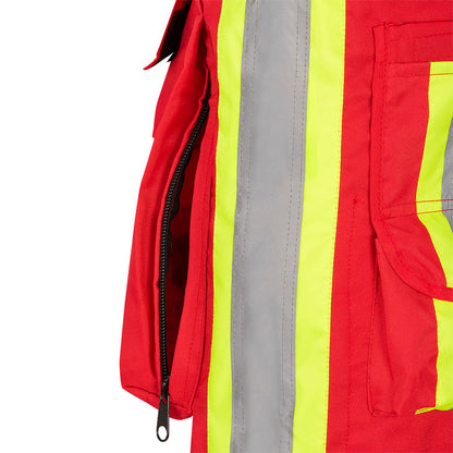 Gilets de sécurité - Polyester Oxford enduit de polyuréthane 600 deniers, Rouge, GR: XL