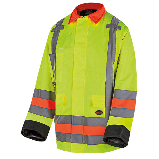 Hi-Viz Waterproof Quebec Winter Insulated Traffic Control Safety Jacket, Yellow, SZ: 4XL