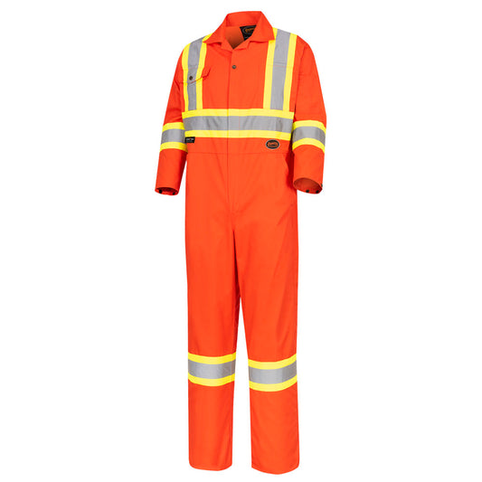 Safety Coverall, Polyester/Cotton, Orange, SZ: 64