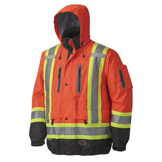 Veste imperméable/respirante de qualité supérieure Hi-Viz, orange, SZ : 3XL