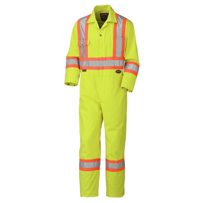 Safety Coverall, Polyester/Cotton, Yellow, SZ: 52