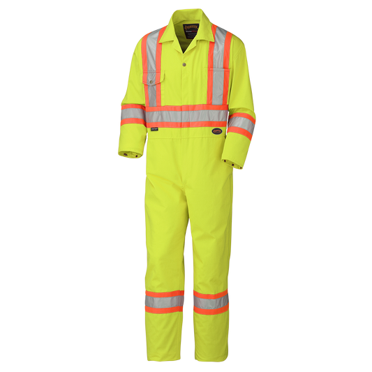 Safety Coverall, Polyester/Cotton, Yellow, SZ: 52