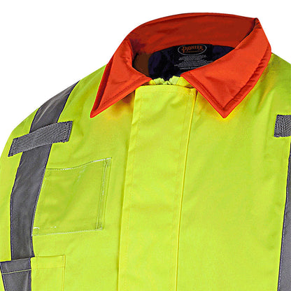 Hi-Viz Waterproof Quebec Winter Insulated Traffic Control Safety Jacket, Yellow, SZ: 4XL