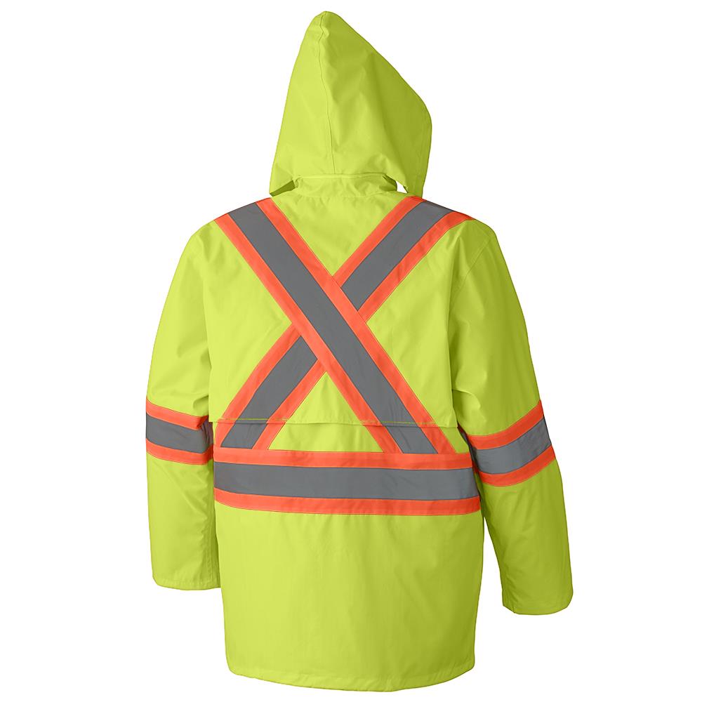 Hi-Viz Waterproof Suit, 210D Oxford Polyester/PVC, Yellow, SZ: XL
