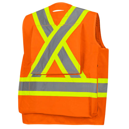 Gilets de sécurité - Polyester Oxford enduit de polyuréthane 600 deniers, Orange, GR: 2XL