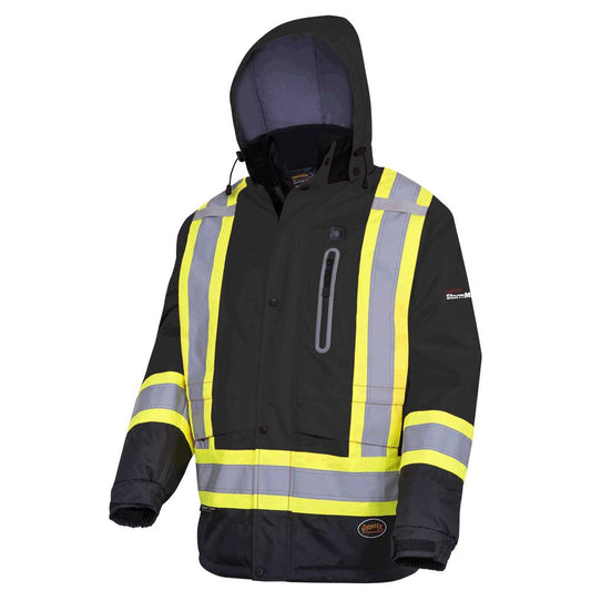 Hi-Viz Waterproof Insulated Heated Safety Jacket, Black, SZ: M