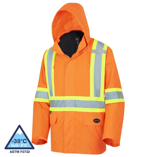 3-In-1 Safety Parka "The Rock" 300D Oxford Poly, Orange, SZ: XL