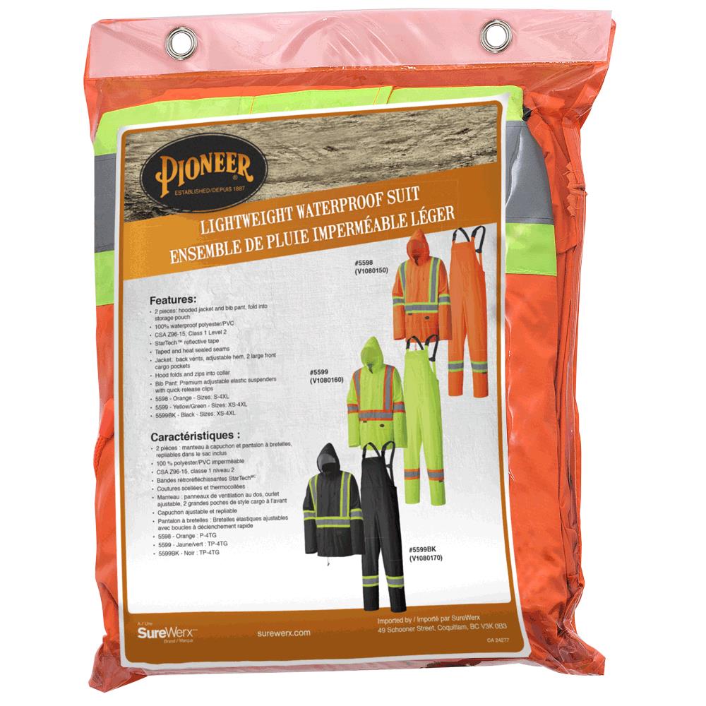 Combinaison de pluie légère et imperméable, orange, taille L