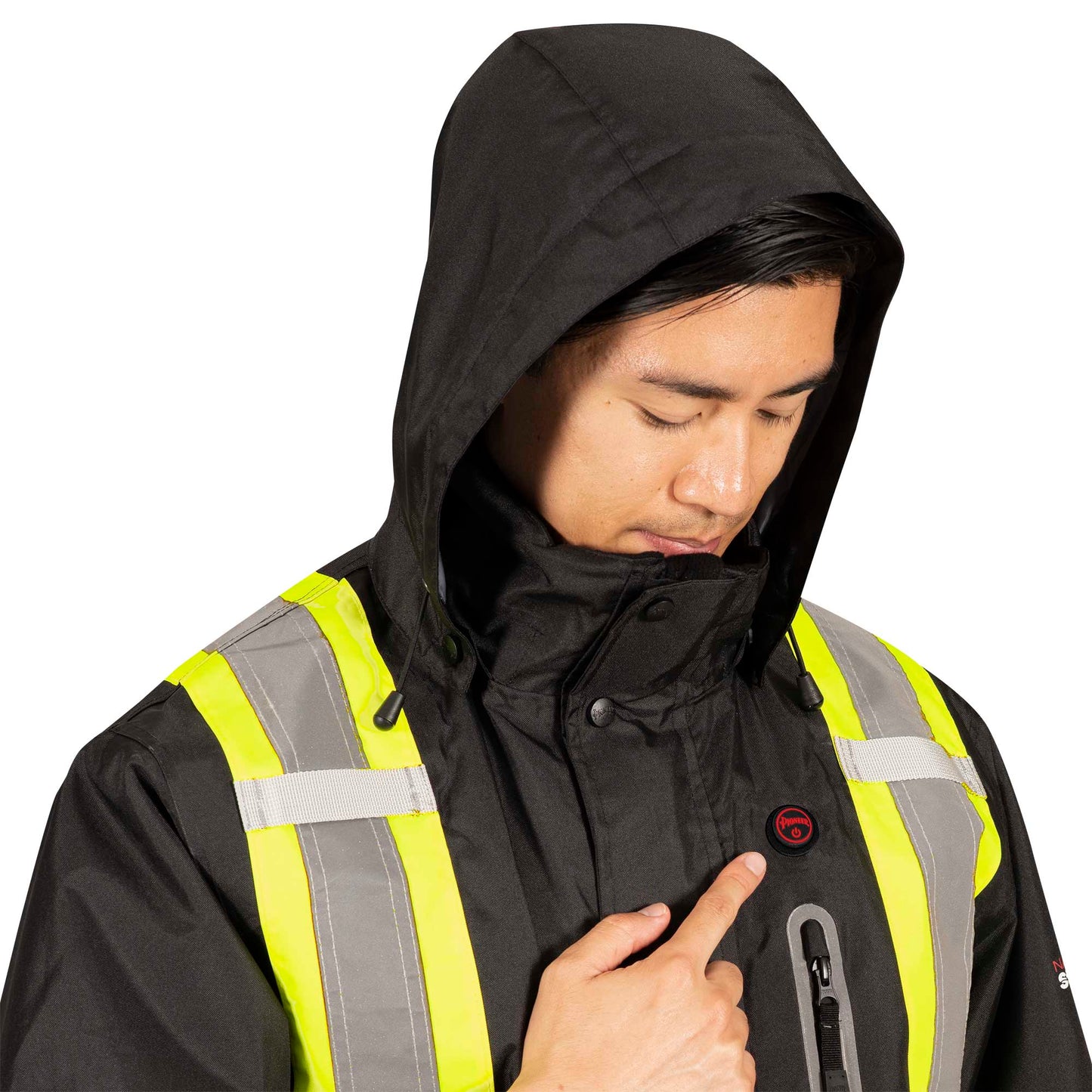Hi-Viz Waterproof Insulated Heated Safety Jacket, Black, SZ: M