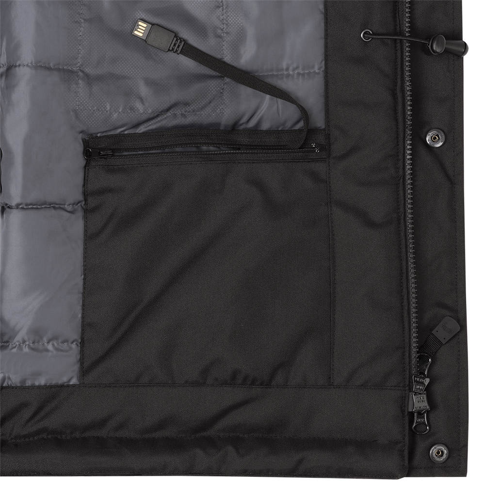 Hi-Viz Waterproof Insulated Heated Safety Jacket, Black, SZ: M