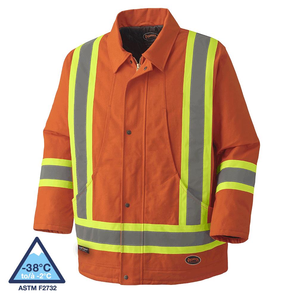 Safety Parkas, Quilted Cotton Duck, Orange, SZ: M