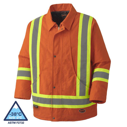 Safety Parkas, Quilted Cotton Duck, Orange, SZ: M