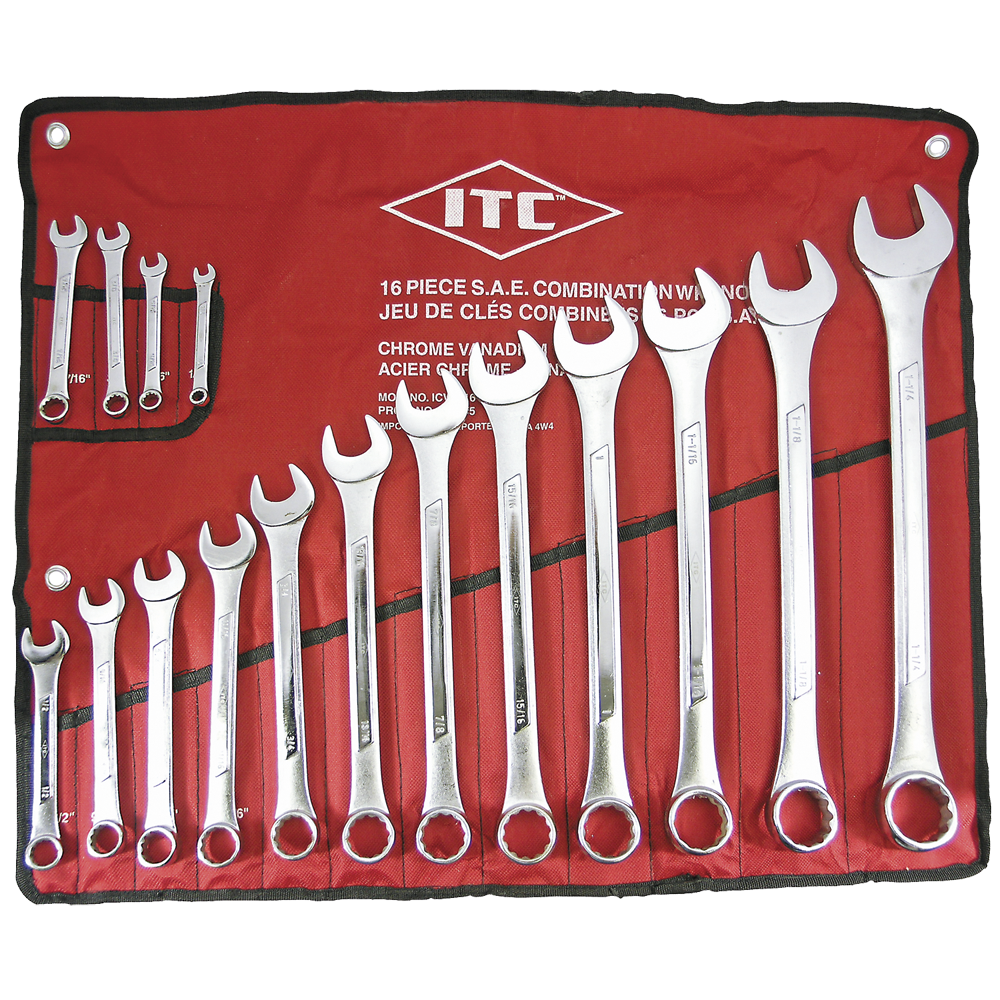 ITC, 16 pc Raised Panel SAE Combination Wrench Set