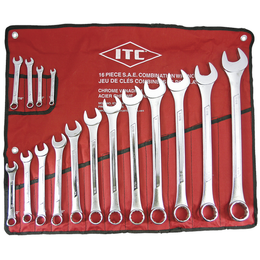 ITC, 16 pc Raised Panel SAE Combination Wrench Set