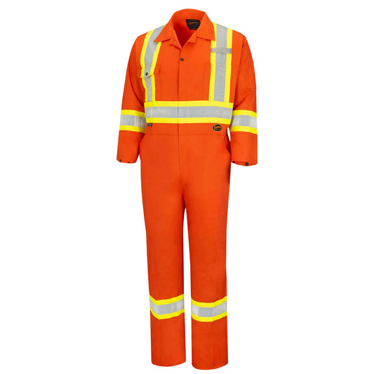 Hi-Vis Industrial Wash Safety Coverall, Orange, SZ: 52