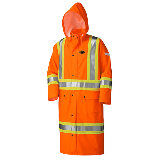 Manteau long imperméable et extensible résistant aux flammes, orange, SZ : L