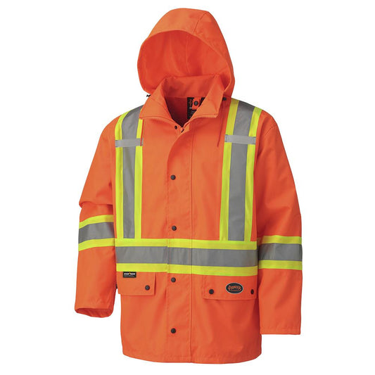 Vestes de sécurité imperméables en polyester Oxford 450D, orange, SZ : XL