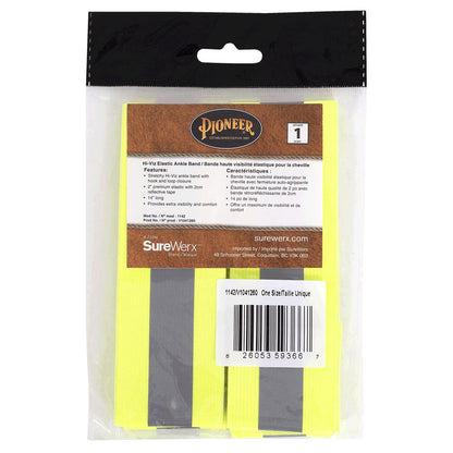 Hi-Viz Elastic Ankle Bands, 2in, Yellow, pair, SZ: O/S