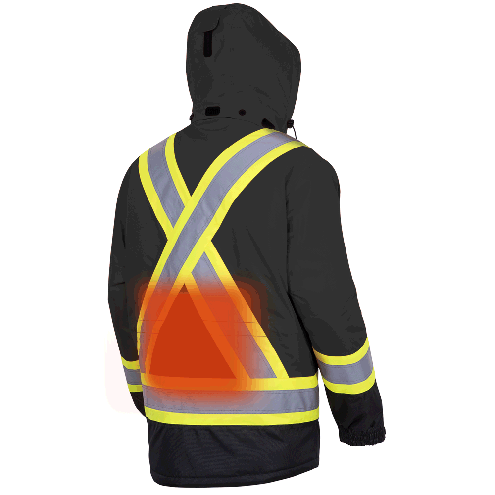 Hi-Viz Waterproof Insulated Heated Safety Jacket, Black, SZ: M
