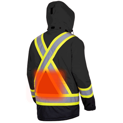 Hi-Viz Waterproof Insulated Heated Safety Jacket, Black, SZ: M