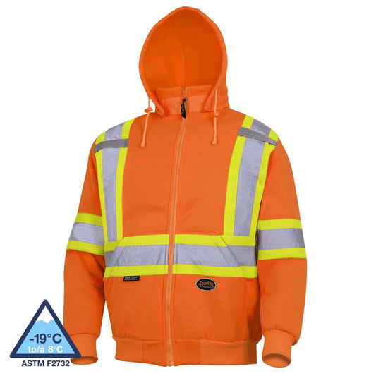 Hi-Viz Polyester Fleece Hoodie, Orange, SZ: 3XL