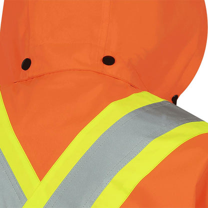 Veste de sécurité légère et imperméable avec capuche amovible, 150D, orange, SZ : 2XL