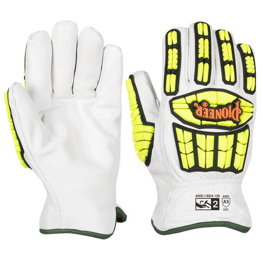 Cut and Impact-Resistant Goatskin Driver's-style Gloves,Level A5, pair, Beige, SZ: L