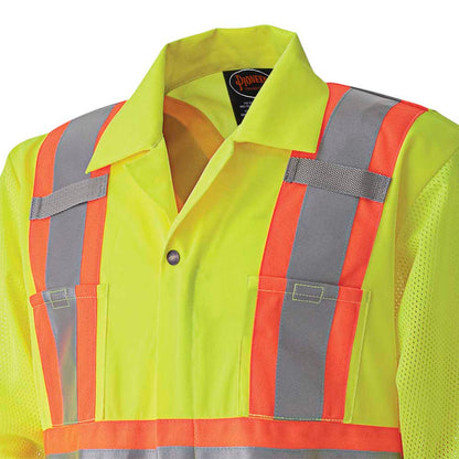 Hi-Vis Traffic Safety Coverall, Zipper Closure, Yellow, SZ: M