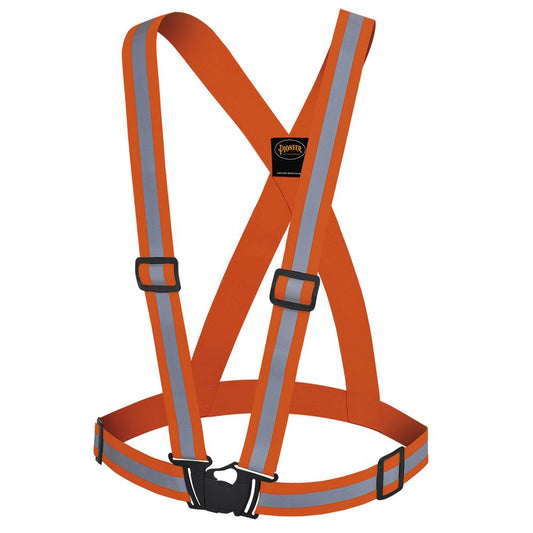 Bretelle de sécurité de 4 cm ajustable, détachable en 4 points avec sac, Orange, GR: O/S