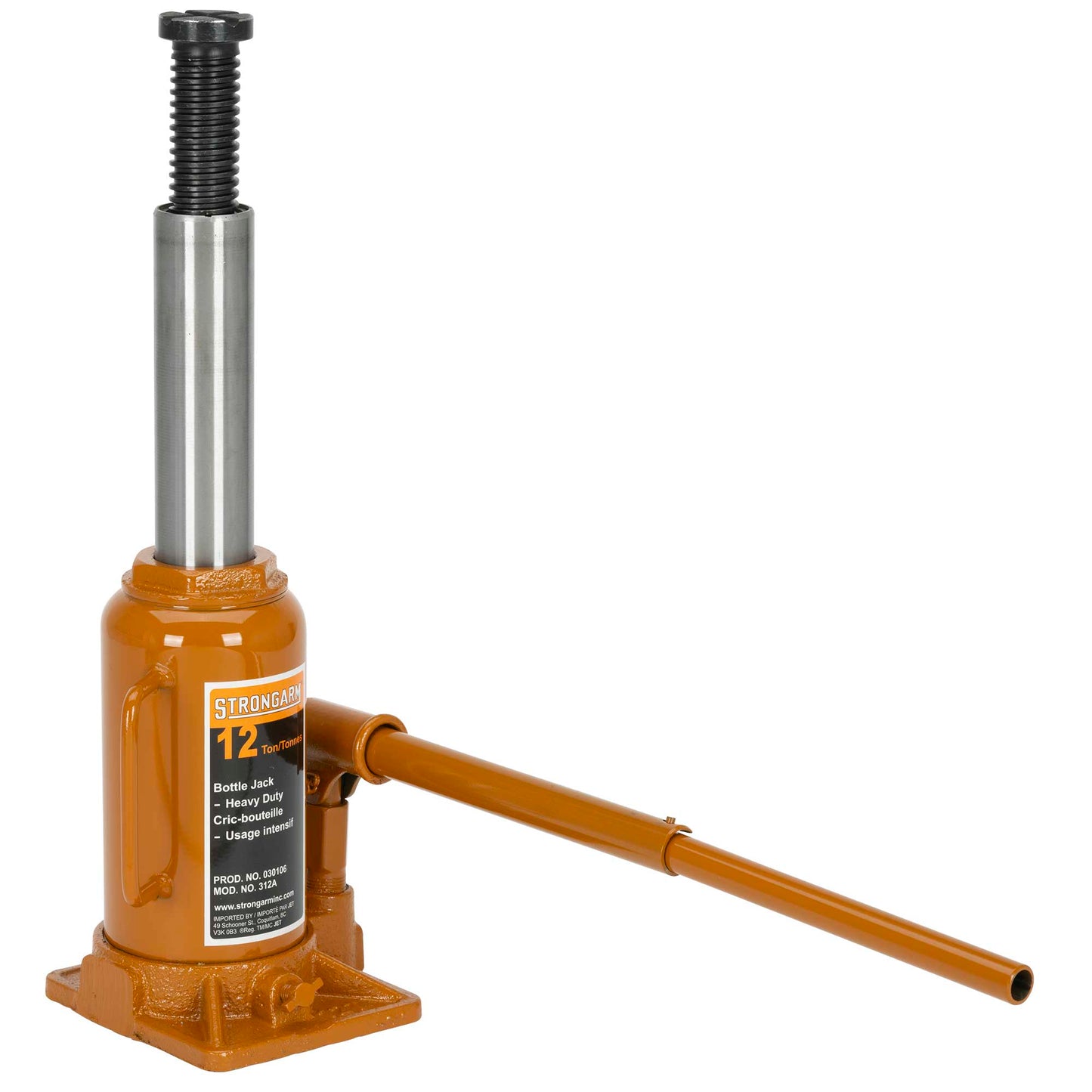 Strongarm, cric bouteille 12 tonnes - Usage intensif