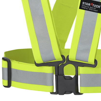 Hi-Viz Safety Sash 4points tear-away with bag, 2in, Yellow, SZ: O/S